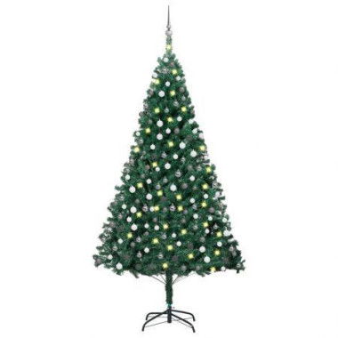 Artificial Christmas Tree with LEDs&Ball Set Green 210 cm PVC