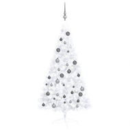 Detailed information about the product Artificial Half Christmas Tree with LEDs&Ball Set White 150 cm