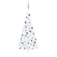 Detailed information about the product Artificial Half Christmas Tree with LEDs&Ball Set White 210 cm