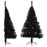 Detailed information about the product Artificial Half Christmas Tree with Stand Black 120 cm PVC