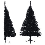 Detailed information about the product Artificial Half Christmas Tree with Stand Black 150 cm PVC