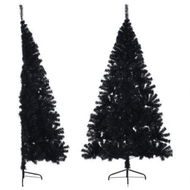 Detailed information about the product Artificial Half Christmas Tree with Stand Black 180 cm PVC