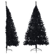 Detailed information about the product Artificial Half Christmas Tree with Stand Black 210 cm PVC