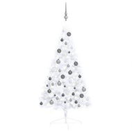 Detailed information about the product Artificial Half Pre-lit Christmas Tree with Ball Set White 120 cm