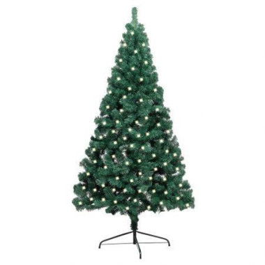 Artificial Half Pre-lit Christmas Tree with Stand Green 240 cm PVC