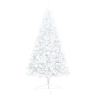 Detailed information about the product Artificial Half Pre-lit Christmas Tree with Stand White 120 cm PVC