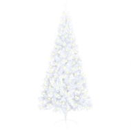 Detailed information about the product Artificial Half Pre-lit Christmas Tree with Stand White 180 cm PVC