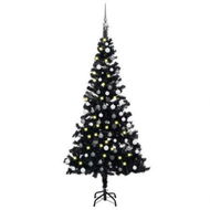 Detailed information about the product Artificial Pre-lit Christmas Tree with Ball Set Black 150 cm PVC