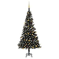 Detailed information about the product Artificial Pre-lit Christmas Tree with Ball Set Black 210 cm PVC