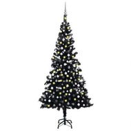 Detailed information about the product Artificial Pre-lit Christmas Tree with Ball Set Black 210 cm PVC