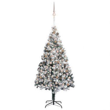 Artificial Pre-lit Christmas Tree with Ball Set Green 210 cm PVC