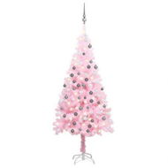 Detailed information about the product Artificial Pre-lit Christmas Tree with Ball Set Pink 150 cm PVC