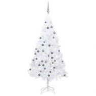 Detailed information about the product Artificial Pre-lit Christmas Tree with Ball Set White 150 cm PVC