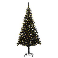 Detailed information about the product Artificial Pre-lit Christmas Tree with Stand Black 210 cm PVC