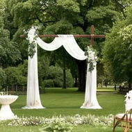 Detailed information about the product Artificial Wedding Arch Flowers Kit White With 2 Pcs Flowers 1 Pcs Drapes