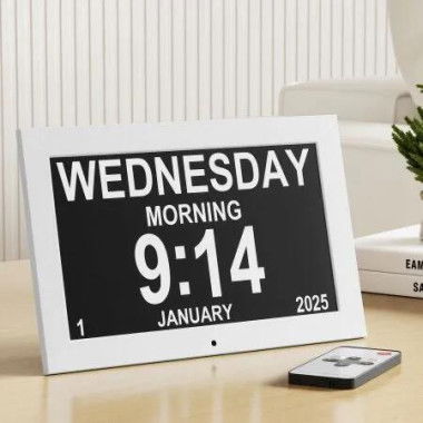 Artiss 10 Digital Day Clock Alarm Calendar Dementia Date Week Desk Clocks White