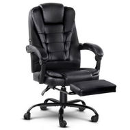 Detailed information about the product Artiss 2 Point Massage Office Chair PU Leather Footrest Black