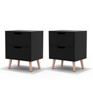 Detailed information about the product Artiss 2 x Bedside Table 2 Drawers - BODEN Black