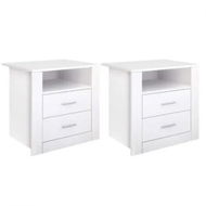 Detailed information about the product Artiss 2 X Bedside Table 2 Drawers with Shelf - TARA White