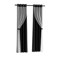 Detailed information about the product Artiss 2X 132x160cm Blockout Sheer Curtains Black