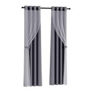 Detailed information about the product Artiss 2X 132x160cm Blockout Sheer Curtains Charcoal