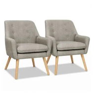 Detailed information about the product Artiss 2X Armchair Lounge Chair Accent Tub Chair Beige ANNE