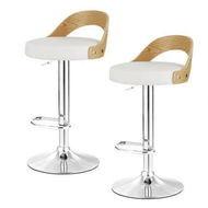 Detailed information about the product Artiss 2x Bar Stools Adjustable Leather Padded White