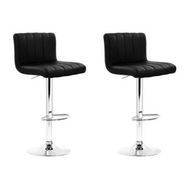 Detailed information about the product Artiss 2x Bar Stools Gas Lift Leather Chairs Black