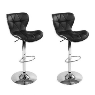 Artiss 2x Bar Stools Gas Lift Leather Seat Black