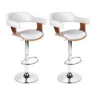 Detailed information about the product Artiss 2x Bar Stools Gas Lift Leather w/Armrest White