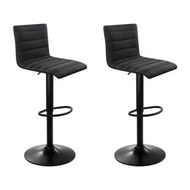 Detailed information about the product Artiss 2x Bar Stools Gas Lift Linen Fabric Black