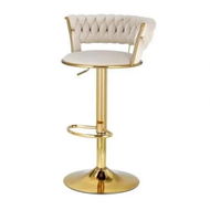 Detailed information about the product Artiss 2x Bar Stools Gas Lift Velvet Woven Backrest Ivory