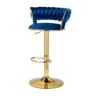 Detailed information about the product Artiss 2x Bar Stools Gas Lift Velvet Woven Backrest Navy