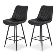 Detailed information about the product Artiss 2x Bar Stools Kitchen Dining Chair Counter Stool Diamond PU Leather Black