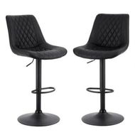 Detailed information about the product Artiss 2x Bar Stools Kitchen Swivel Gas Lift Counter Chair Diamond Leather Black