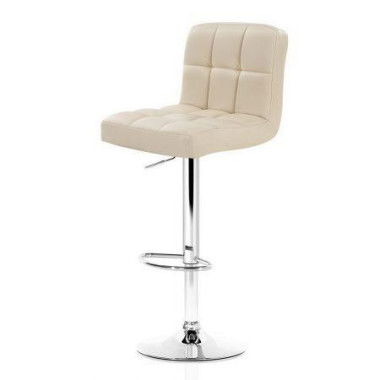 Artiss 2x Bar Stools Leather Gas Lift Beige