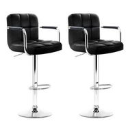 Detailed information about the product Artiss 2x Bar Stools Leather Gas Lift w/Armrest Black