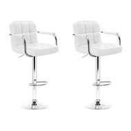 Detailed information about the product Artiss 2x Bar Stools Leather Gas Lift w/Armrest White