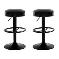 Detailed information about the product Artiss 2x Bar Stools Leather Padded Gas Lift Black