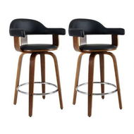 Detailed information about the product Artiss 2x Bar Stools Leather Seat Wooden Legs