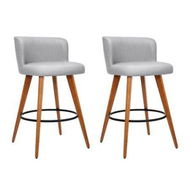 Detailed information about the product Artiss 2x Bar Stools Linen Padded Wooden Grey