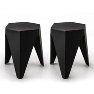 Detailed information about the product Artiss 2x Bar Stools Puzzle Plastic Foot Stool Black