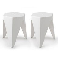 Detailed information about the product Artiss 2x Bar Stools Puzzle Plastic Foot Stool White