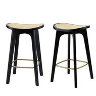 Detailed information about the product Artiss 2x Bar Stools Rattan Counter Kitchen Dinning Chair Bamboo Saddle Black