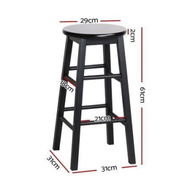 Detailed information about the product Artiss 2x Bar Stools Round Chairs Wooden Black