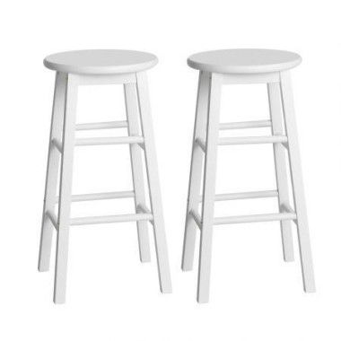 Artiss 2x Bar Stools Round Chairs Wooden White