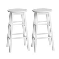 Detailed information about the product Artiss 2x Bar Stools Round Chairs Wooden White