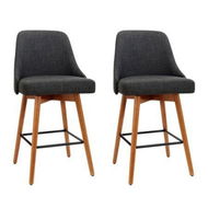 Detailed information about the product Artiss 2x Bar Stools Swivel Seat Wooden Charcoal