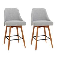 Detailed information about the product Artiss 2x Bar Stools Swivel Seat Wooden Grey