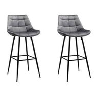 Detailed information about the product Artiss 2x Bar Stools Velvet Chairs Grey